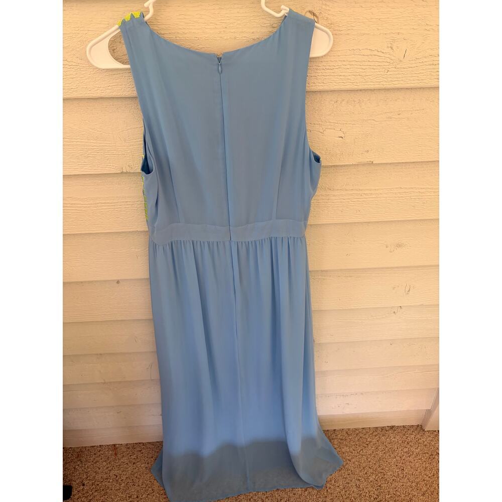 Gianni Bini Blue Maxi Dress Neon Embroidered Sleeveless Size 10 - Picture 6 of 12